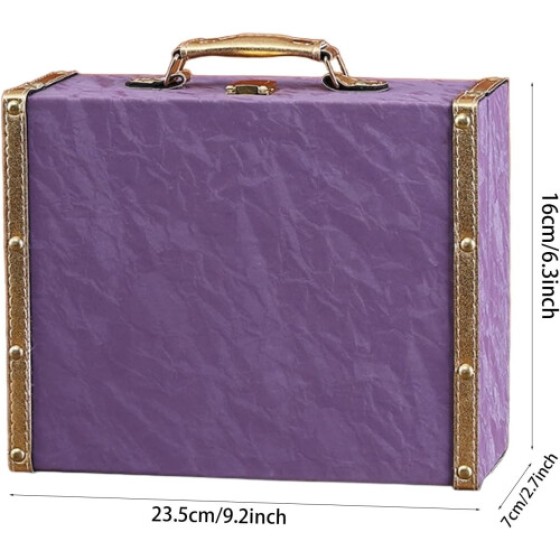 Wooden Decorative Storage Trunk, Antique Luggage Style Display Chest, Keepsake Home Décor, 23.5x7cm, Room Organization